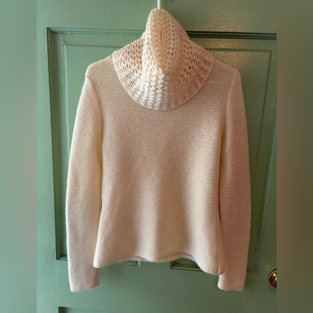 Eileen Fisher Wool mohair ivory cowl Turtleneck Sweater LIKE NEW